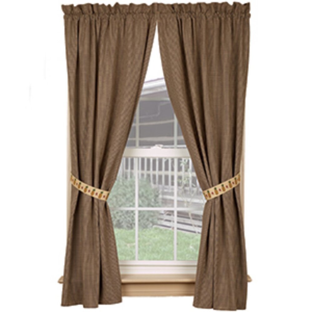 Country House Primitive Pineapple Curtains with tiebacks